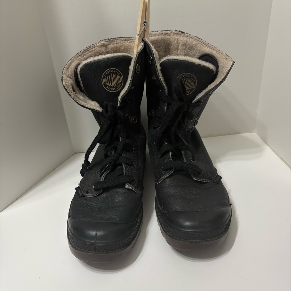 Palladium Black and Cream Combat Boots